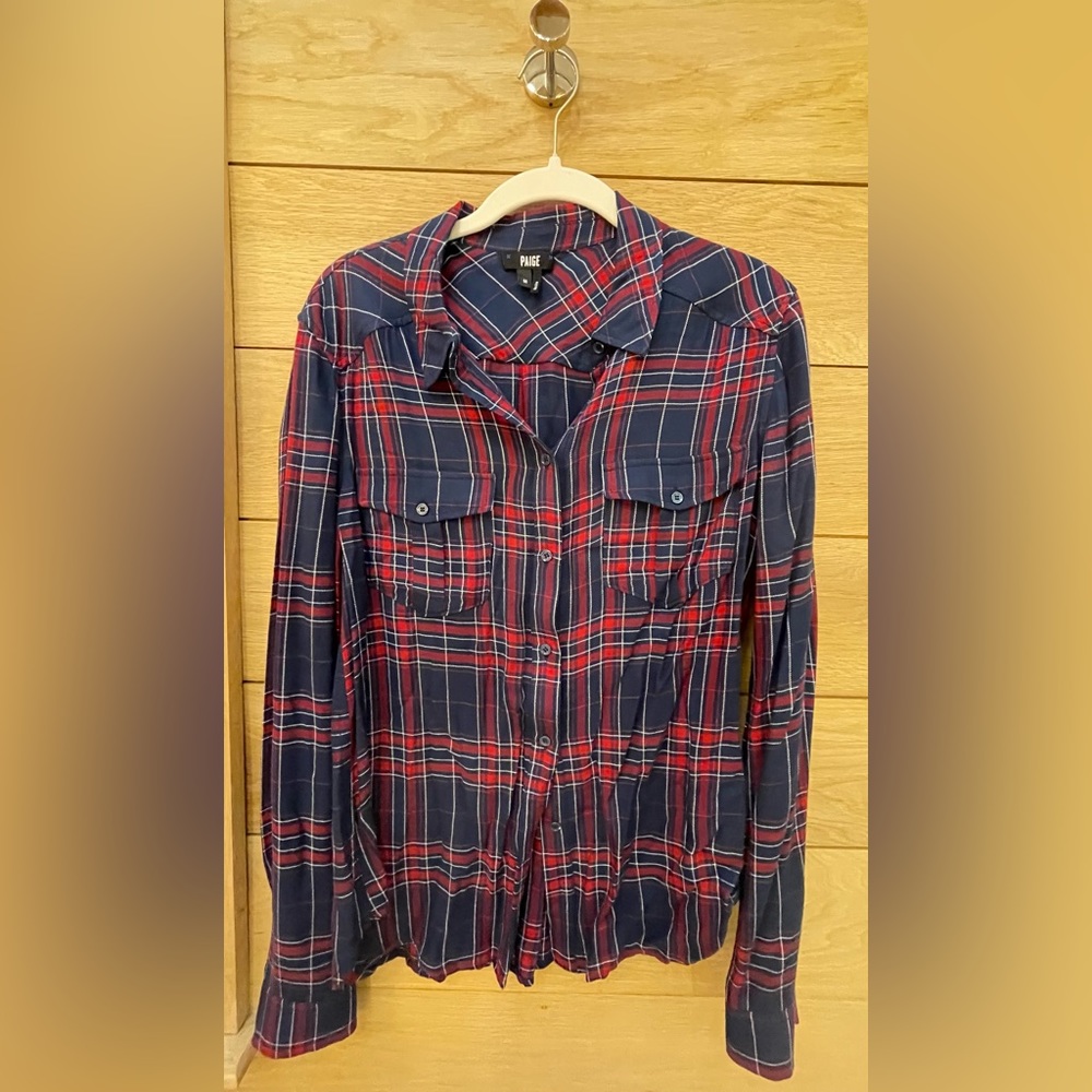 Paige Red White and Blue Button Down.  Size Medium